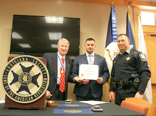 Sgt. Brandon Spillman Law Enforcement Medal with Capt. Reggie Sanders.