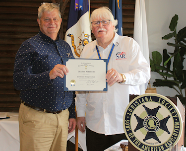 President Gervais Compton presented Riddle with a Certificate of Appreciation for his presentation.