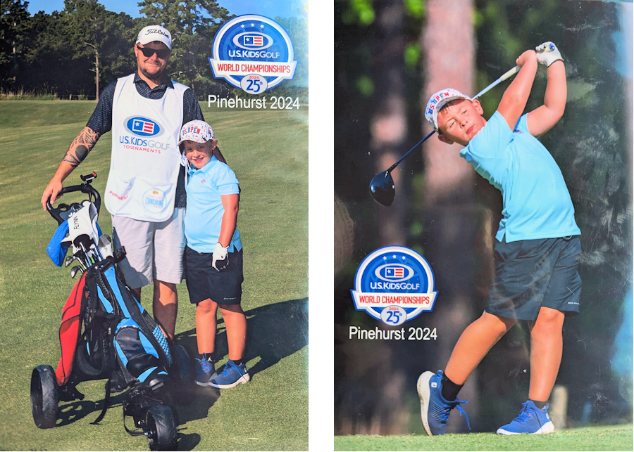 Compatriot Jameson Clark with his father, Michael Clark, his coach and caddie.